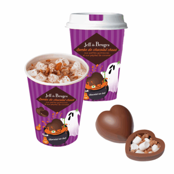 Mug bombe cœur de chocolat au lait caramel - Édition Halloween