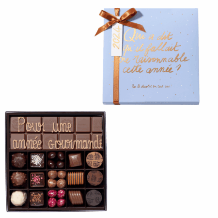 Boite Parme 15 chocolats assortis et tablette de chocolat au lait