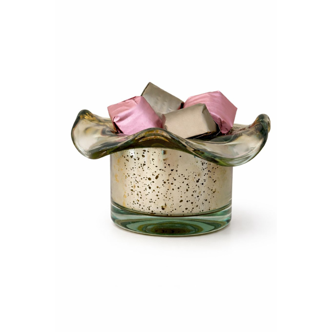 Photophore Fleur vert avec 100g de chocolat