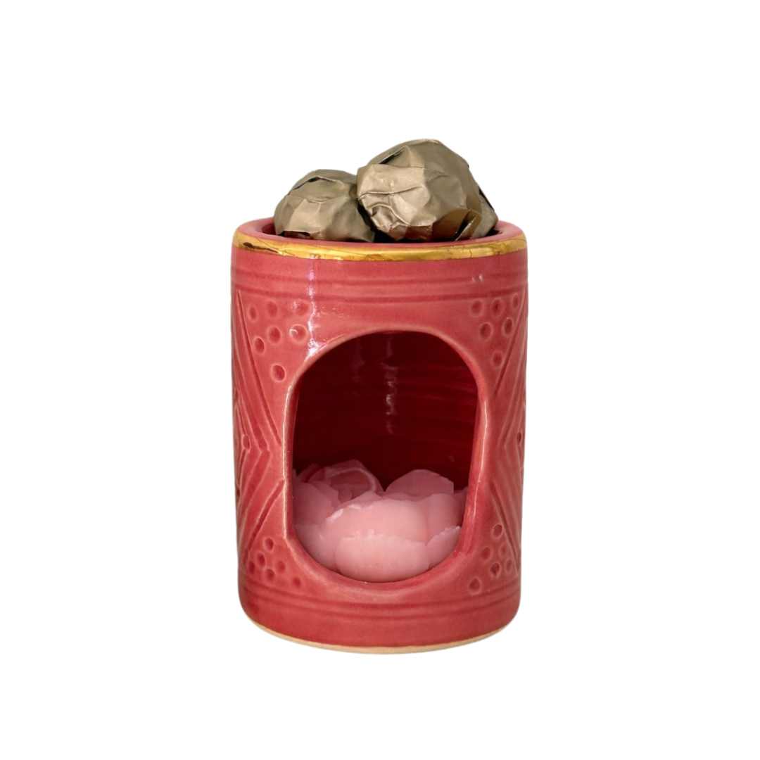 Bougie Rose en céramique avec 50g de chocolat