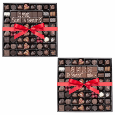 Boite 54 chocolats et tablette de chocolat au lait ou noir