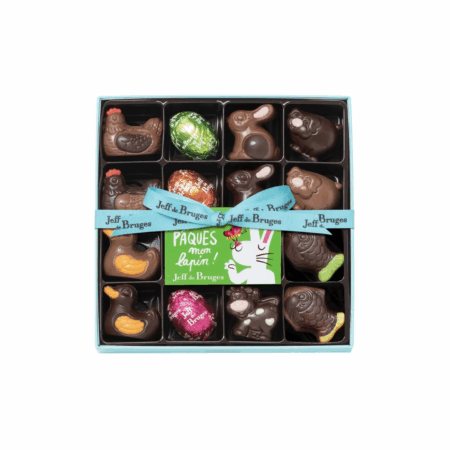 Boite animaux et œufs fourrés en chocolat
