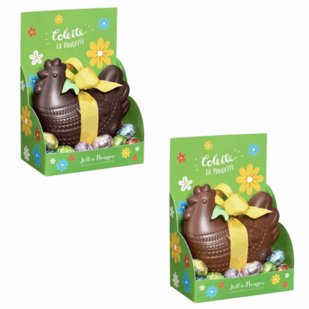 Poule Colette en chocolat garni