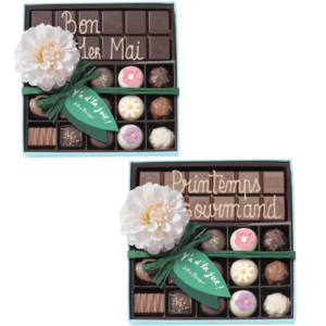 Boite 15 chocolats Printemps et tablette chocolat au lait ou noir