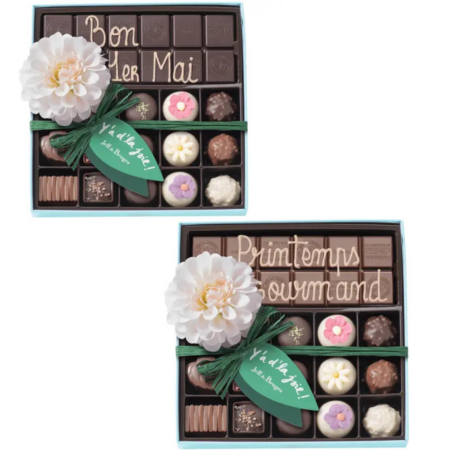 Boite 15 chocolats Printemps et tablette chocolat au lait ou noir