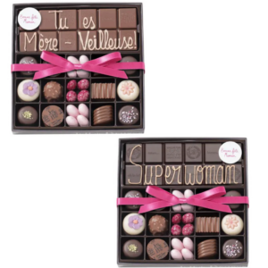 Boite 15 chocolats Fête des Mères et sa tablette de chocolat lait ou noir