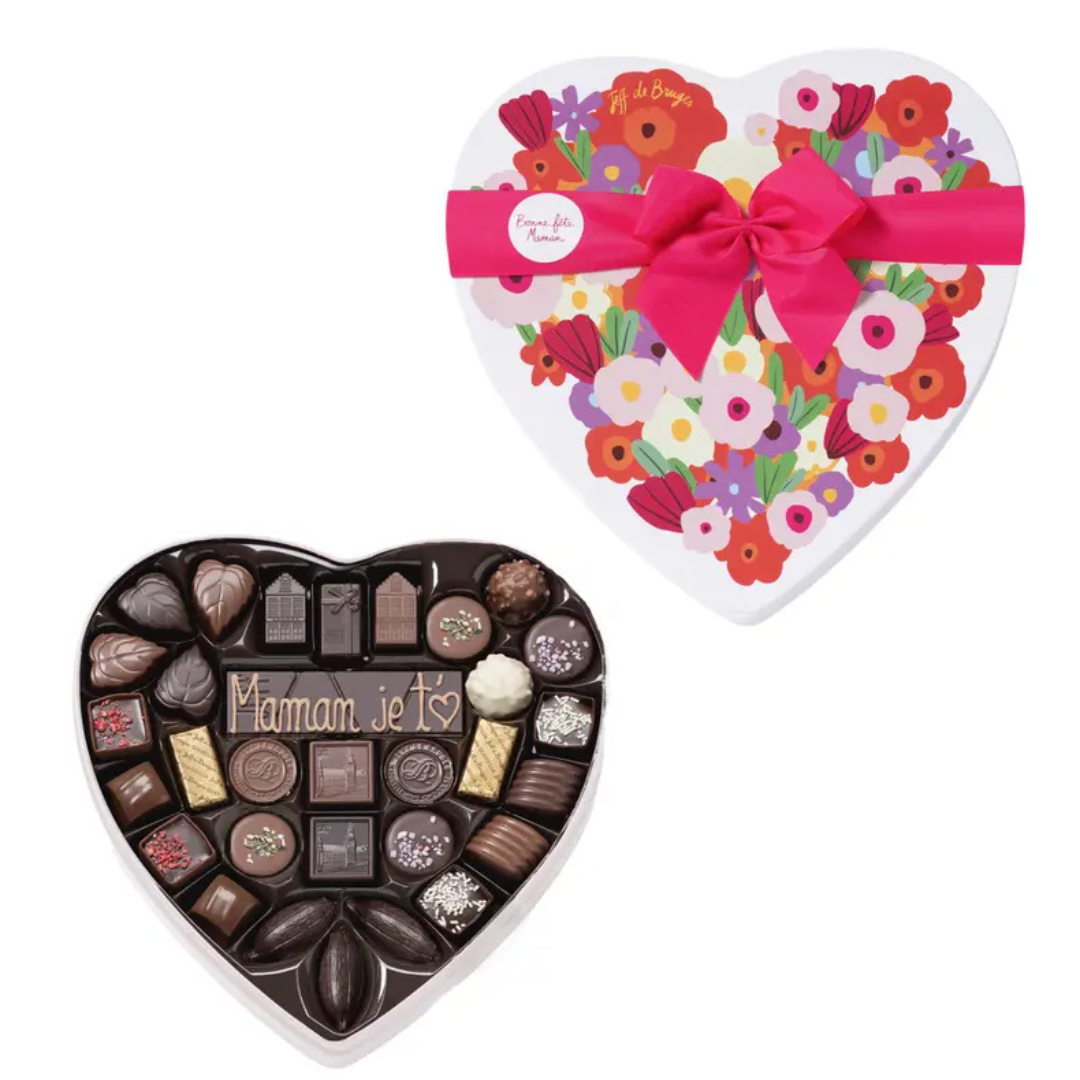 Boite métal coeur Fête des Mères et sa barre de chocolat