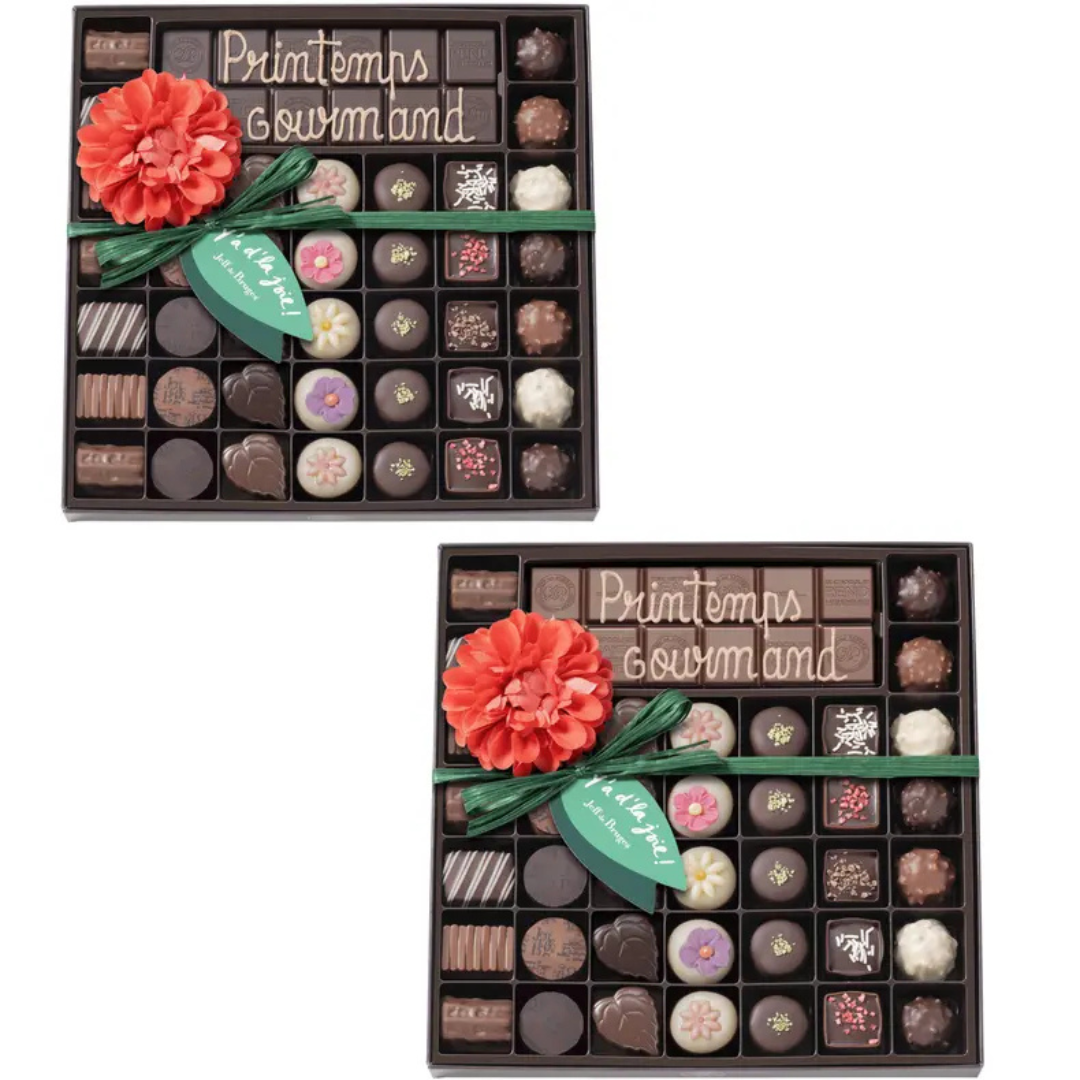 Boite 39 chocolats Printemps et tablette de chocolat au lait ou noir