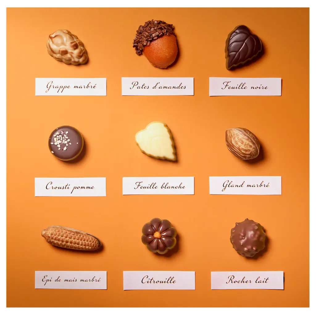 Boite chocolats d'automne assortis et tablette de chocolat au lait ou noir – Image 2