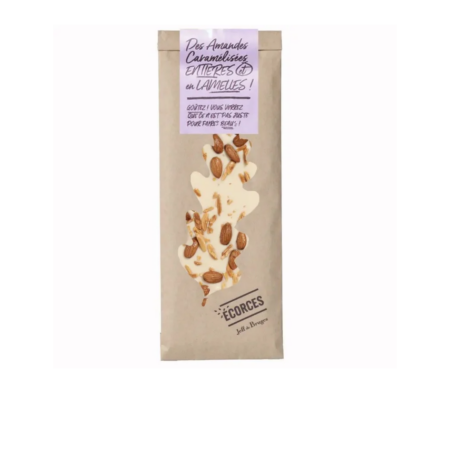 Écorce de chocolat blanc et amandes caramélisées